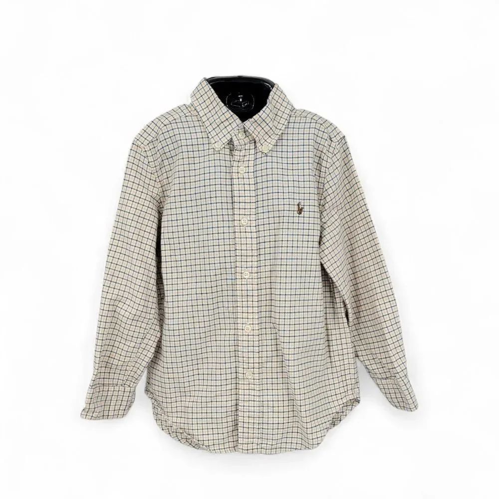 Ralph Lauren Boys Yellow Plaid Button-Down Shirt Classic Long Sleeve